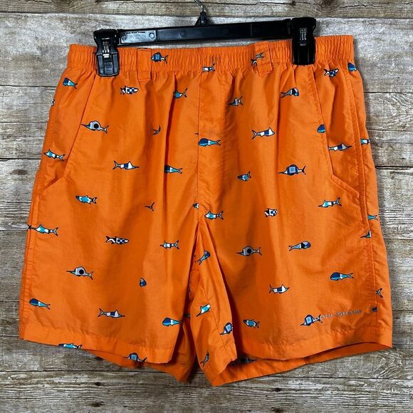 COLUMBIA PFG PULL ON FISH PRINT SWIM TRUNKS OMNI-SHADE LINED SIZE MEDIUM - Picture 1 of 7